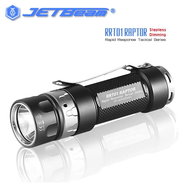 2020 Jetbeam RRT01 RAPTOR Tactical Flashlight CREE XP-L /Nichia 219C 950 Lm Mini LED Flashlight by 18650 Battery for Self-defens