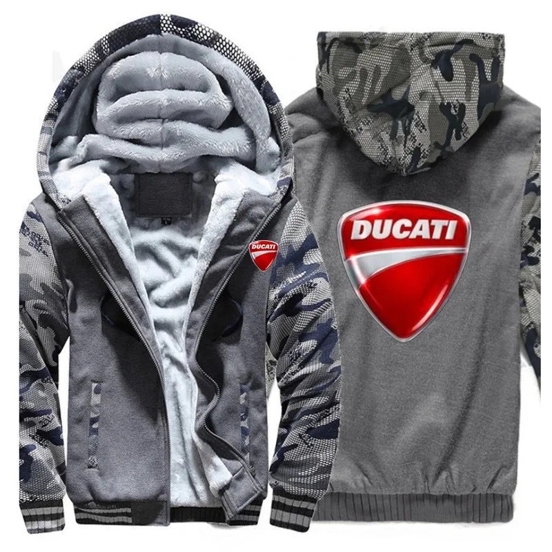 8 Новая зимняя куртка Ducati с принтом логотипа автомобиля плюс бархатная стеганая куртка на молнии теплая Толстовка Повседневная модная Harajuku мужская хлопковая куртка - Цвет: 8