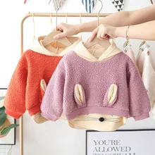 Новая весенне-осенняя одежда для маленьких девочек, хлопковый свитер с капюшоном, детская повседневная спортивная одежда с рисунком, Одежда для младенцев