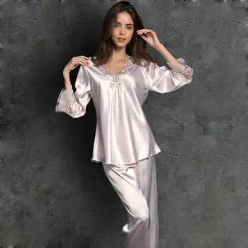 

Ladies Women Soft Silk Satin Pyjamas Set Loungewear Sleepwear Nightgown HOT New Thin Fashionable Loose Large