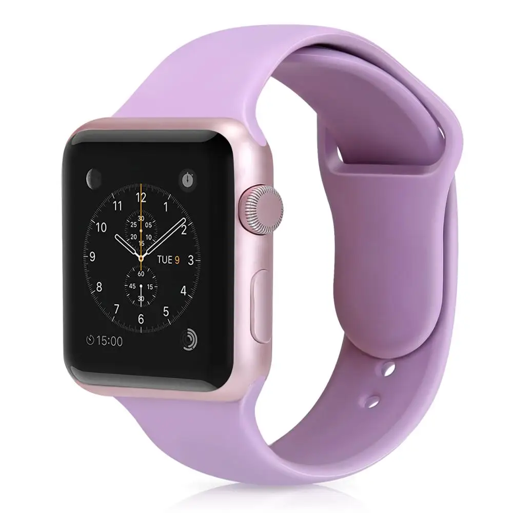 Band For Apple Watch Series 5 4 3 2 1 38/40MM Soft Silicone Breathable Replacement Strap Sport Loop for iwatch series 4 42/44MM - Цвет ремешка: Lavender