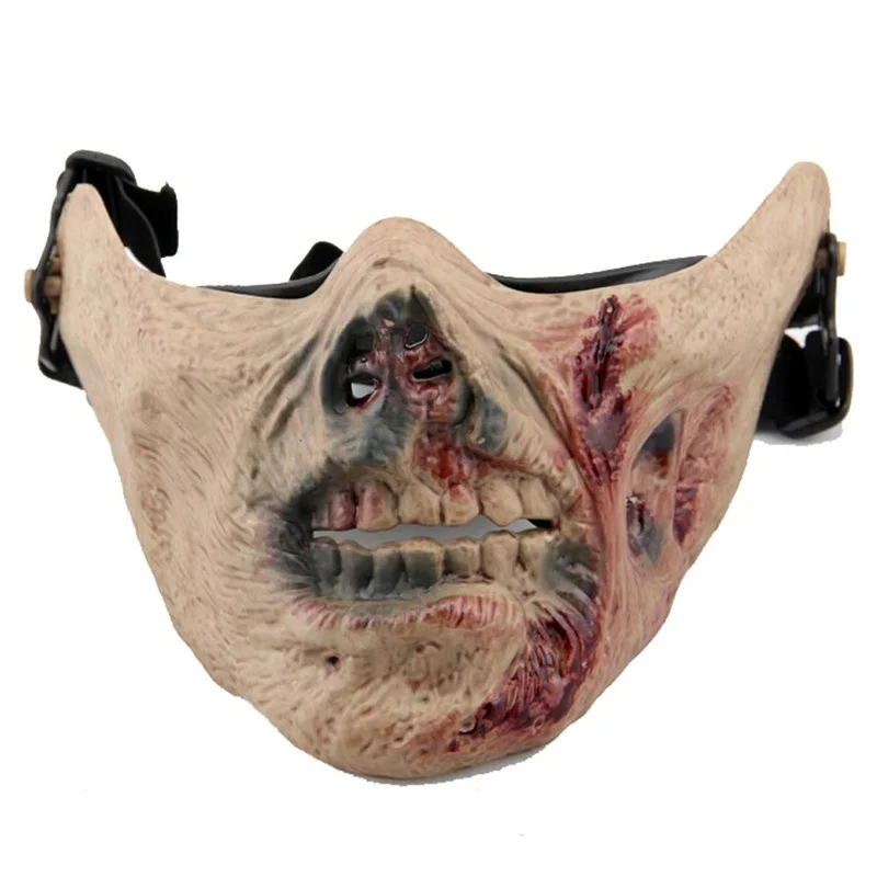 

Zombie Skull Airsoft Tactical Paintball Masks Half Face Military Army Wargame Hunting Horror Scary Cosplay Halloween Party Mask