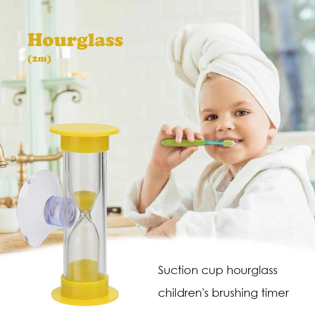 2min Plastic Hourglasses+Suction Handmade Fine Workmanship Cup Sand Plastic Sandglass Timer Children Time Unique Toys
