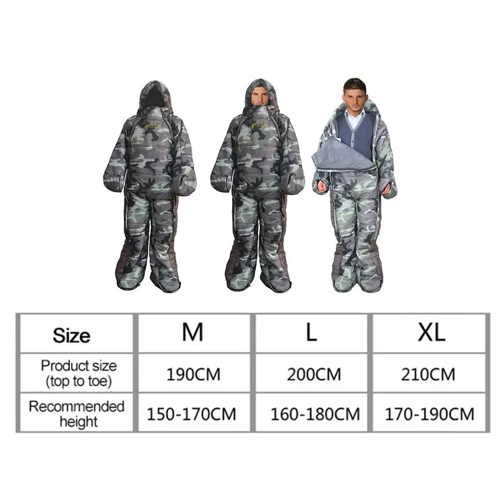 Adult Sleeping Bag with Sleeves Sleeping Bag with Feet Legs Arms Outdoor Camping Sleeping Accessories