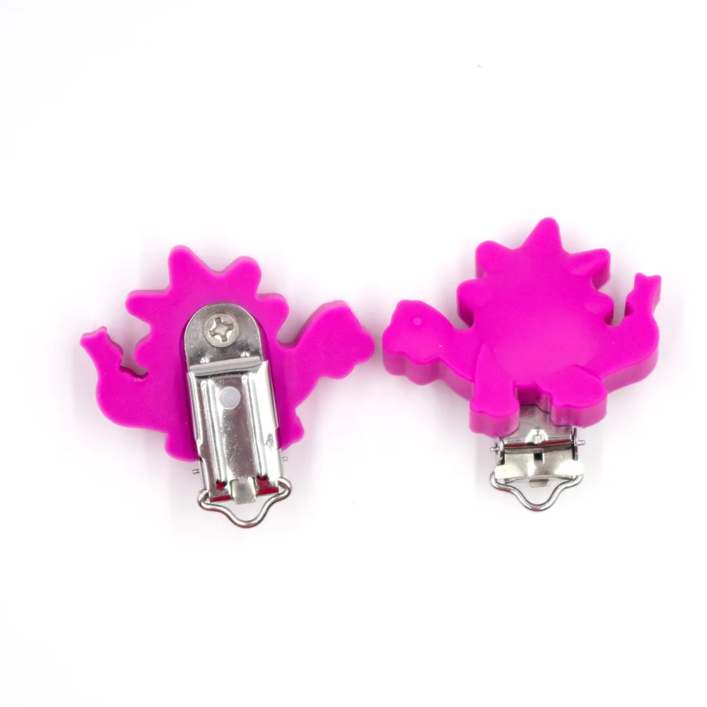Fushia GYLAXIDO 3 шт. Perle Силиконовые Зубные зажимы динозавра пустышка BPA бесплатно DIY Детская пустышка для младенца манекен проект застежка Teethiing игрушка - Цвет: Fushia