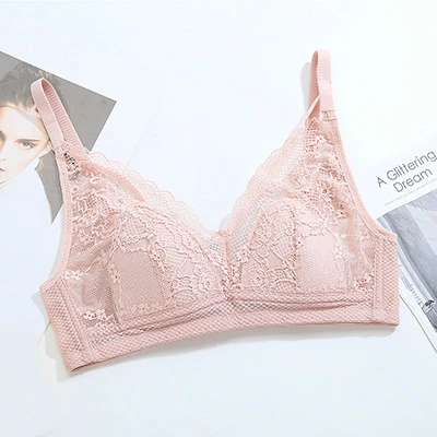 Мода французский цельный выдалбливают Bralette беспроводные мягкие бюстгальтеры для женщин Бесшовные вышивка кружевной бюстгальтер сексуальное женское белье Bh