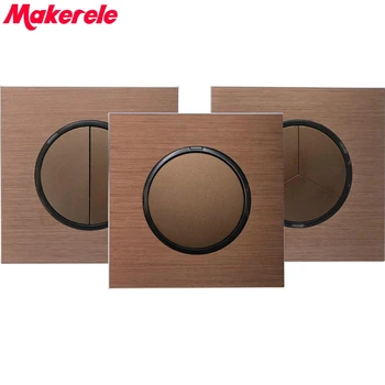 

Luxurious 1-4 Gang 1-2 Way Random Click On / Off Wall Light Switch LED Indicator Push Button Wall Switch 15A Aluminum