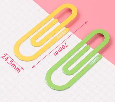 2PCS Colored Giant Paper Clip Metal Bookmarks Paperclip Goud Classified Clips Student Stationery Office Book Accessories - Цвет: M