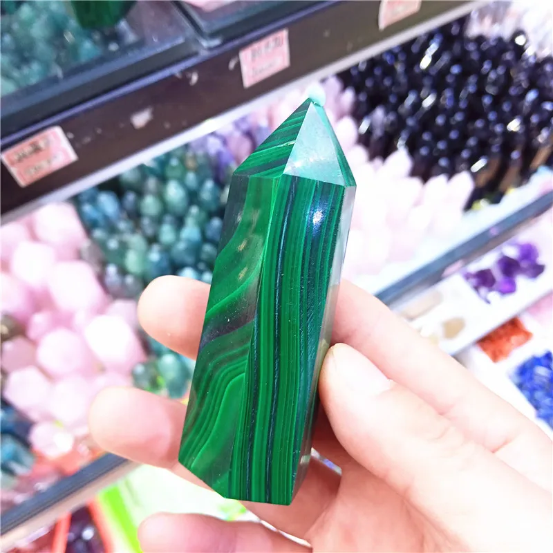 

Malachite Tower Natural Stone And Crystal Healing Gems Minerals Chakra Wand Point Living Aesthetic Room Home Decoration Modern