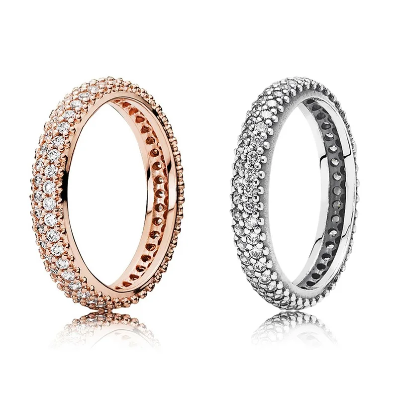 

S925 Sterling Silver Original pan ALE Logo Crystal Sparkling Couple Lovers Ring Women Luxury Jewelry Valentine's Day Gift Rings