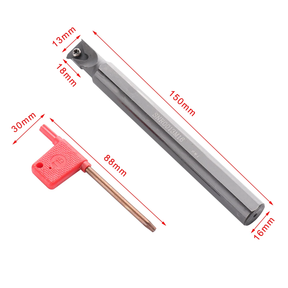 

SNR0013M16 for CNC Tool Holder Boring Bar Holder +10Pcs 16ER AG60 Turning Inserts with Wrench for Lathe Turning Tool Set
