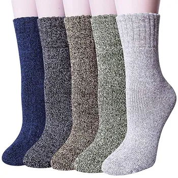 

Mens Heavy Thick Wool Socks - Soft Warm Comfort Art Simple Comfortable Autumn Winter Socks Five Pairs Calcetines Largos Hombre