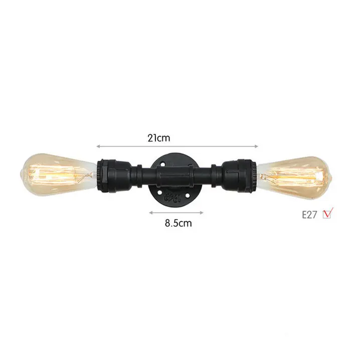 swing arm wall lamp Black Wall Sconces Vintage E27 Wall Light Fixtures Water Pipe Wall Lamp W/O switch Steampunk Lamp for Hallway Basement plug in wall sconce Wall Lamps