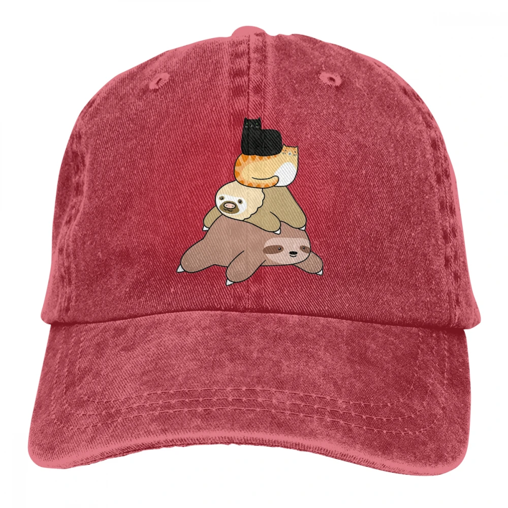 Ленивый и кот ворс Casquette натуральный унисекс Мужские Женские джинсовые бейсболка с ремешком кепки Регулируемый Гольф папа шляпа