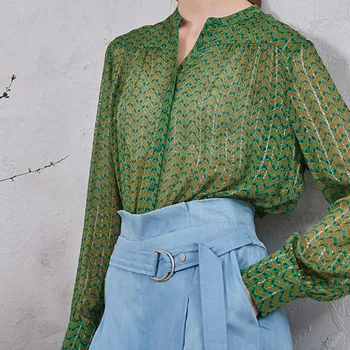 

O Neck Women Print Blouse Loose Long Sleeve Casual Shirt Spring Autumn Top