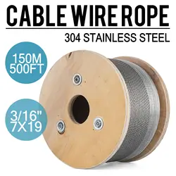 Câble métallique en acier inoxydable T304, 7x19, 500 pieds, bobine de levage d'avion, forte Tension, câbles de Construction de levage de pêche 