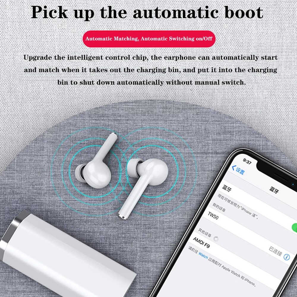 TW50 Bluetooth наушники HiFi стерео Бас шумоподавление Гарнитура двойной микрофон с зарядным устройством Беспроводные спортивные наушники