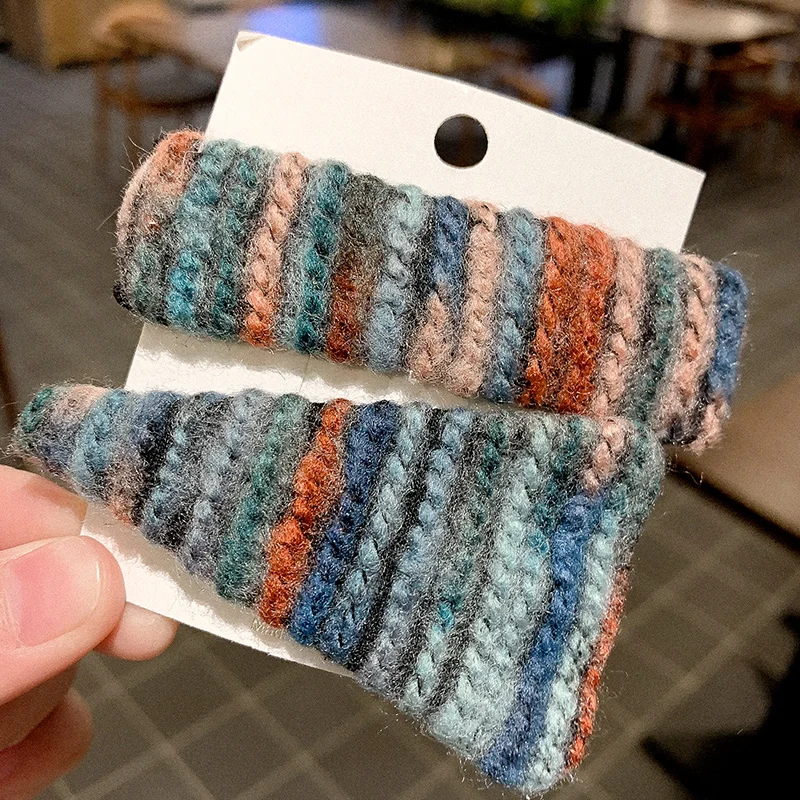 2 шт. новые женские цветные тканевые художественные заколки для волос девочек 7 см