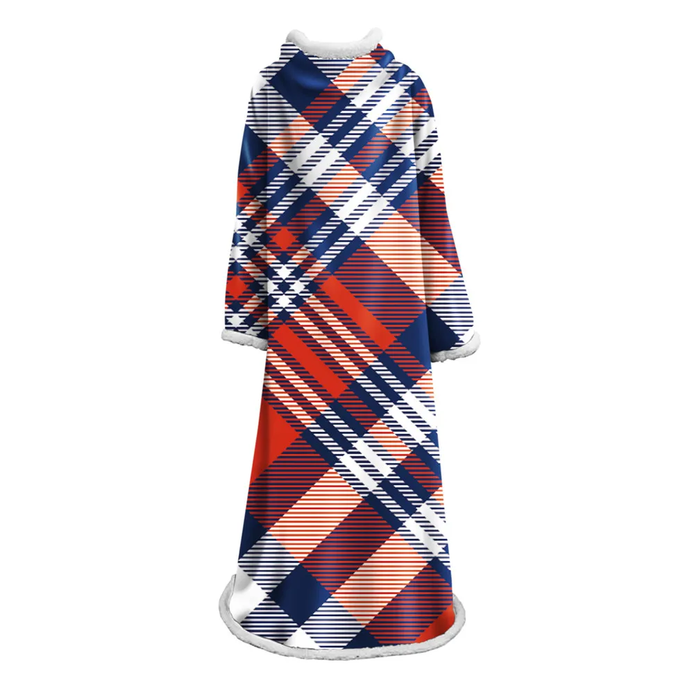 

Geometric Pattern Warm Sleeve Blanket Colorful Stripe 3D Printed Travel blanket Portable Microfiber Blanket With Sleeve