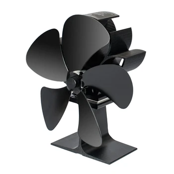 

Stove Fan with Magnetic Thermometer 5 Blade Wood Stove Fans Heat Powered Fireplace Fan Aluminium Eco-Friendly for Wood Log Burne