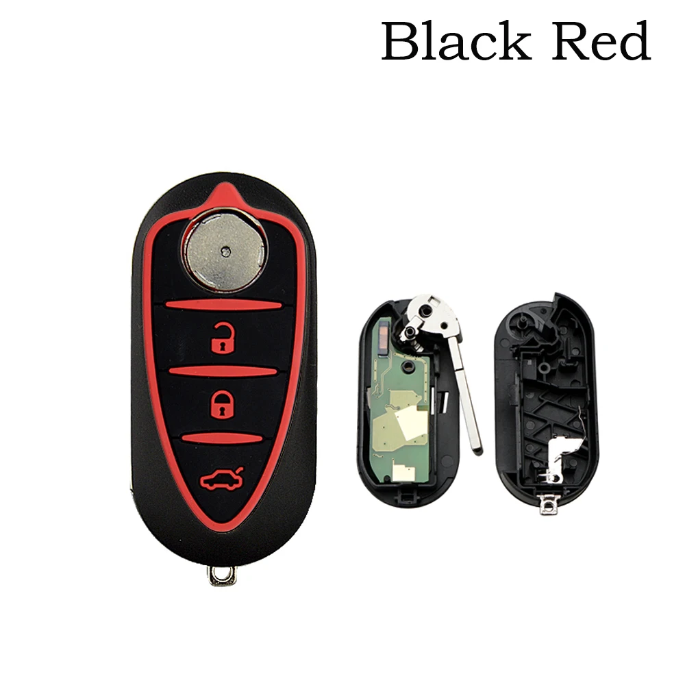 Black Red OkeyTech для Alfa Marelli BSI системы дистанционного ключа 433 МГц ID46 PCF7946 чип SIP22 без выреза пустой Клинок 3 кнопки флип складной Автомобильный ключ - Цвет: Black Red