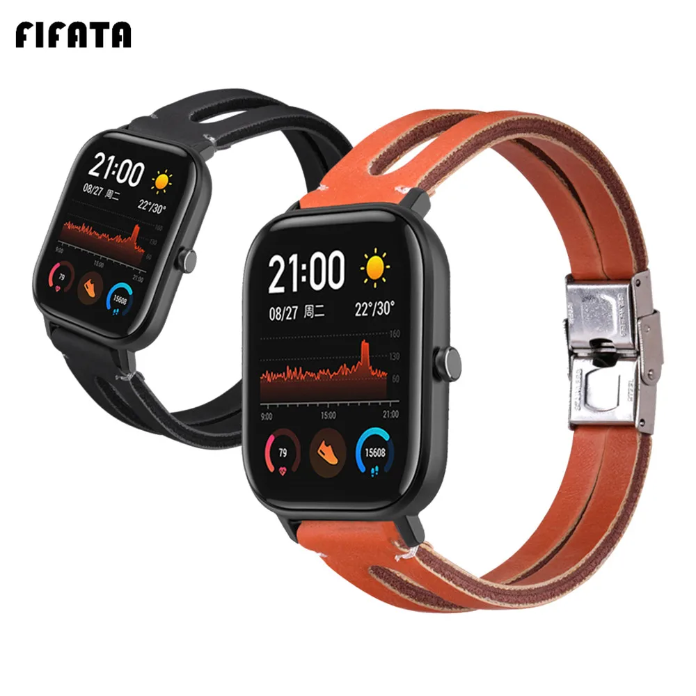 Ремешок сменный из натуральной кожи для Xiaomi Huami Amazfit GTS BIP GTR 42 мм|Смарт-аксессуары| |