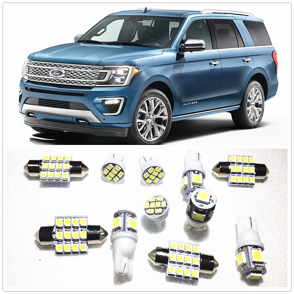 11 set White LED Lights Interior Package Map Dome For Ford Expedition Explorer Sport Trac C Max