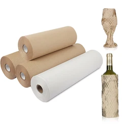 20M Brown Wrapping Paper Kraft  Honeycomb Cushioning Paper Gift Packing Roll  Wedding Birthday Party Packaging Craft Paper