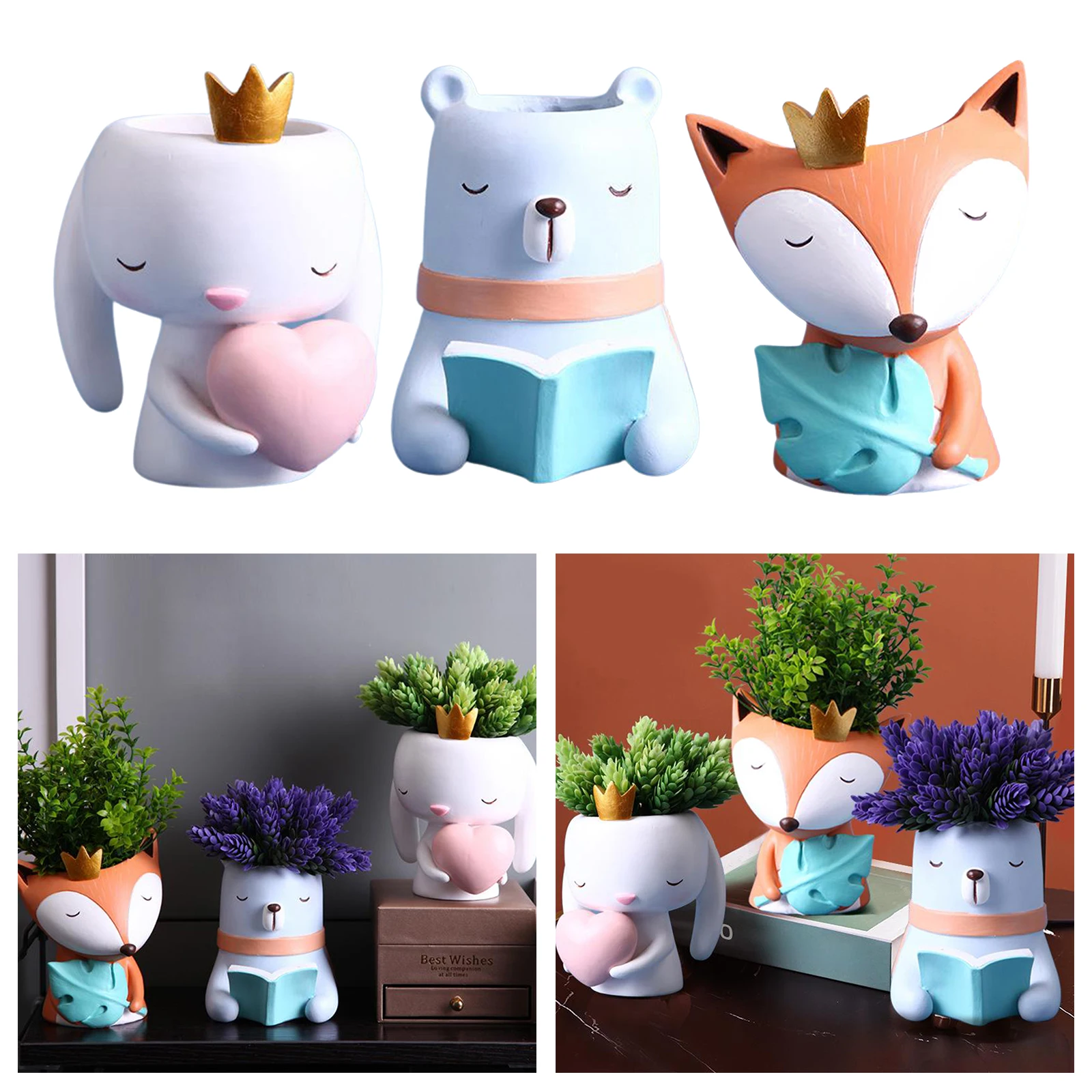 Resin Flower Pot Vase Animal Sculpture Cactus Succulent Planter Indoor