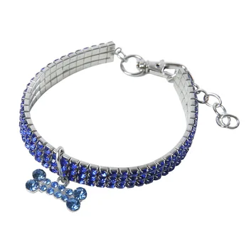 

Design Bling Dog Collar Clear Crystal Onlay Elasticity Adjustable Puppy Cat Collar Pet Decorations for Cat Dog Accessories