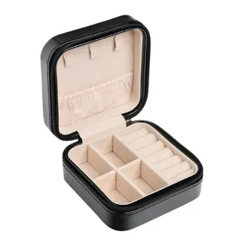

Jewelry Box Portable Storage Organizer Earring Holder Zipper Women Jewelry Display Travel Case 100x100x55mm
