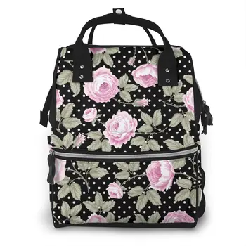 

Floral Pink Roses Diaper Bag Mummy Maternity Baby Bags Travel Baby Nappy Changing Backpack Women Stroller Organizer