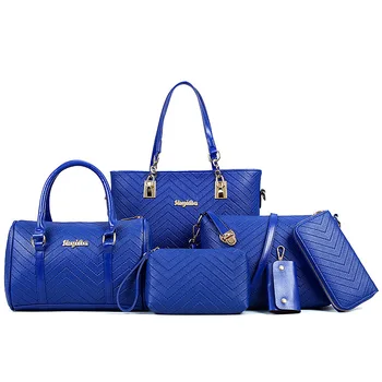 

Foreign Trade WOMEN'S Bag 2020 Spring New Style V Pattern Six Pieces Set Different Size Bags Handbag Women's Shoulder