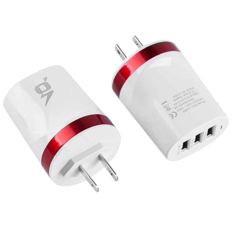 US-Red ЕС Мульти USB настенное зарядное устройство портативное 3 порта зарядное устройство кирпич Путешествия Разъем куб телефон зарядка iPhone X/8 Plus/8 iPad samsung Galaxy - Цвет: US-Red