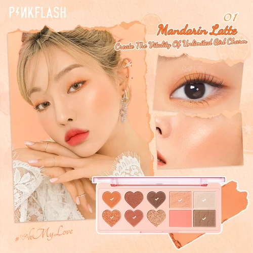 PINKFLASH 페이스 블러쉬 하이라이터 브론저 팔레트, 전문 안료 글리터 아이섀도우 팔레트, 페이스 메이크업 화장품 2
