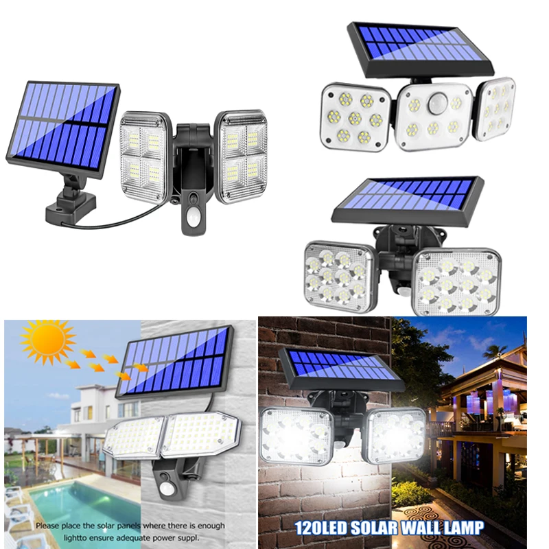 

Solar Wall Light Waterproof Folding Deformed Lamp Sensor Outdoor Light 3 Mode Rotating Lighting Tools for Garden Yard Pathway