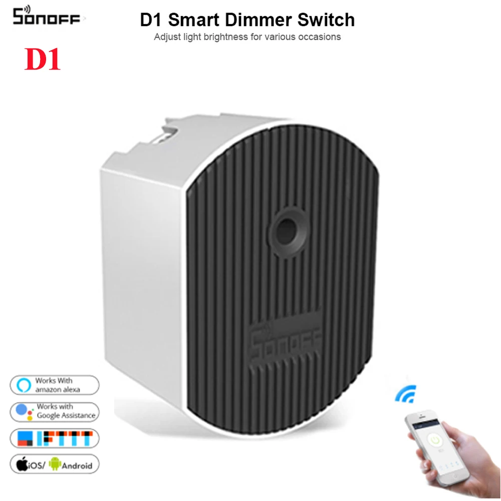 

Sonoff D1 WiFi Dimmer Switch Smart Home Remote Control DIY Timer Light Switch Via Ewelink APP Works with Alexa Echo Google Home