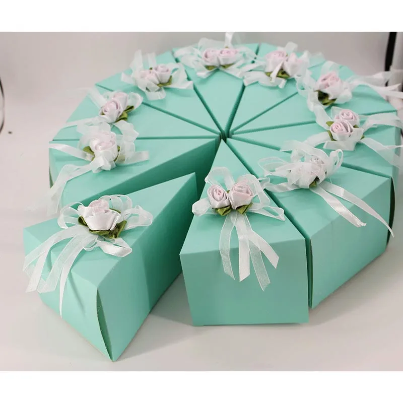 

10 Pcs Cake Shaped Elegant Candy Boxes Flower Designs Packaging Wedding Gifts