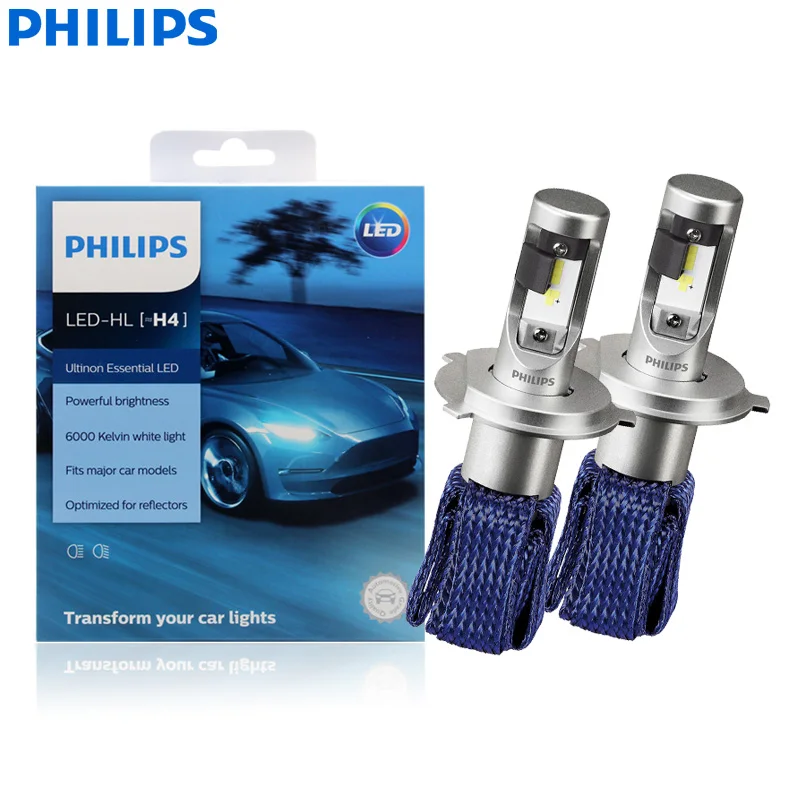Philips Ultinon Essential светодиодный 9003 HB2 H4 12V 11342UEX2 6000K яркая автомобильная светодиодная