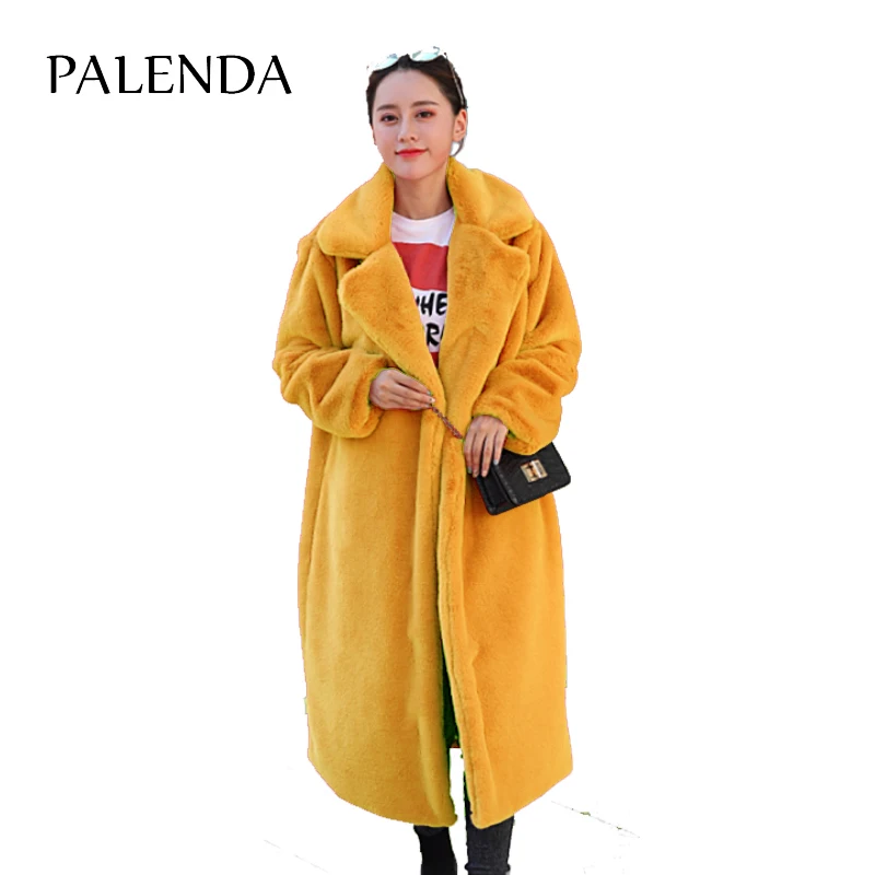 

Faux rabbit fur long maxi coat