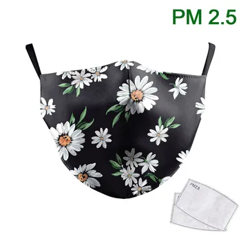 

3D Daisy Flowers Print Masks on Face Waterable Outdoor Mask PM2.5 Protective Dust Mask Reusable Adjustable Mouth-muffle