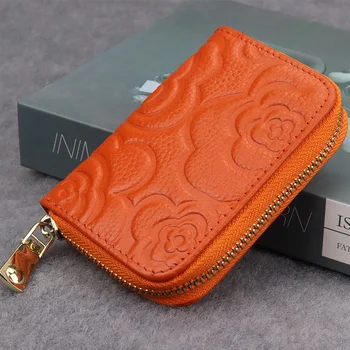 

COMFORSKIN New Arrivals Embossing Flower Ladies Card Wallet The First Layer Of Cowhide Leather Woman Zipper Coin Purse Wallets