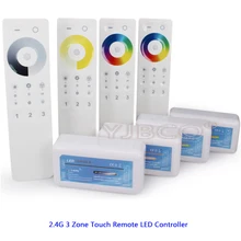 2.4G 3 Zone Touch Remote dimmer Receiver Single Color/Color Temperature/RGB/RGBW/RGB CCT LED strip controller Set DC12V-24V
