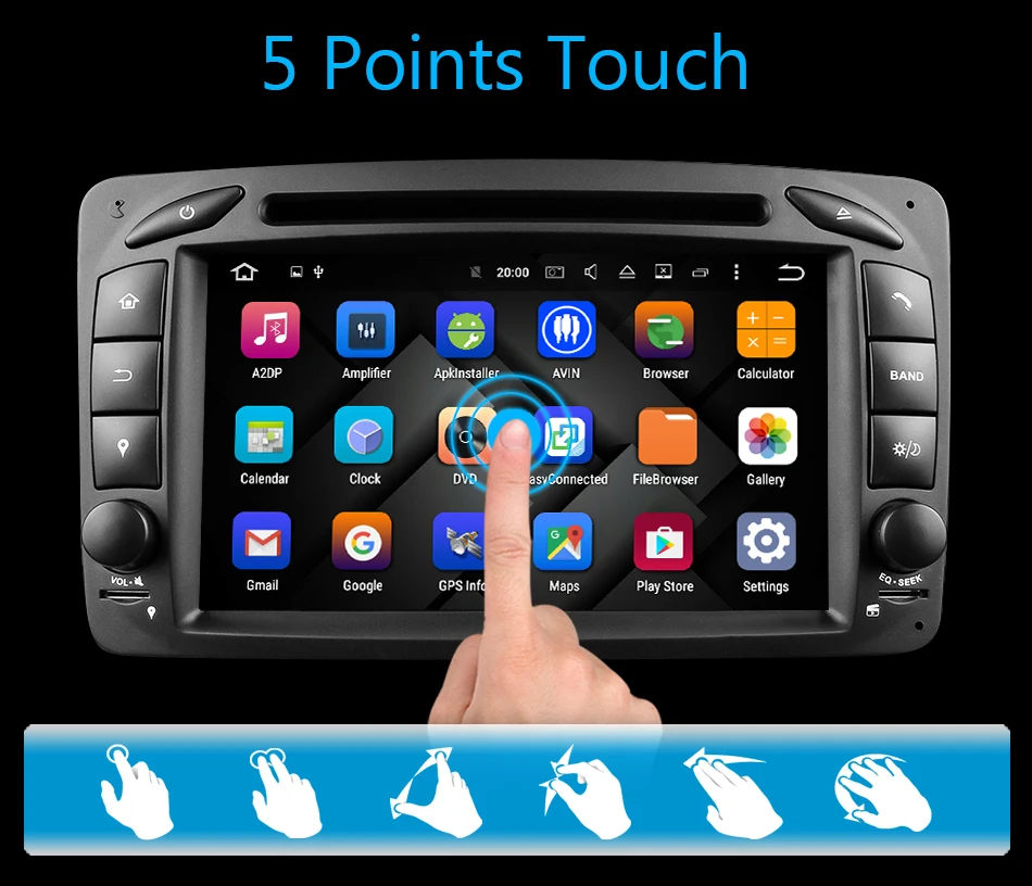 Flash Deal Eunavi 2 Din Android 9.0 Car DVD Radio Player car stereo gps navi For Benz W203 W208 W209 W210 W463 Vito Viano with wifi bt swc 7