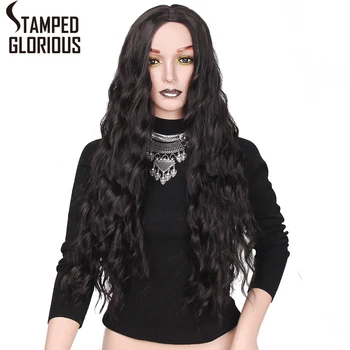 

STAMPED GLORIOUS Synthetic Wigs for Black Women Long Black Wavy Wig Natural Middle Part Wigs Heat Resistant Hair
