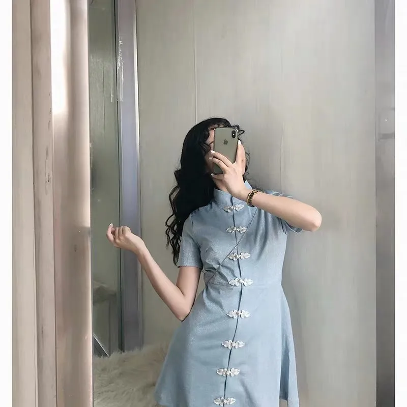 Онлайн Стиль Знаменитостей китайский стиль Cheongsam улучшенная версия для девочек nian qing kuan новое ретро приталенное китайское платье