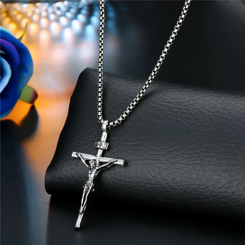 1PC Punk Vintage Metal Rose Cross Skeleton Necklace Personality Gothic Red Zircon Sword Pendant Necklace Women Men Jewelry N70