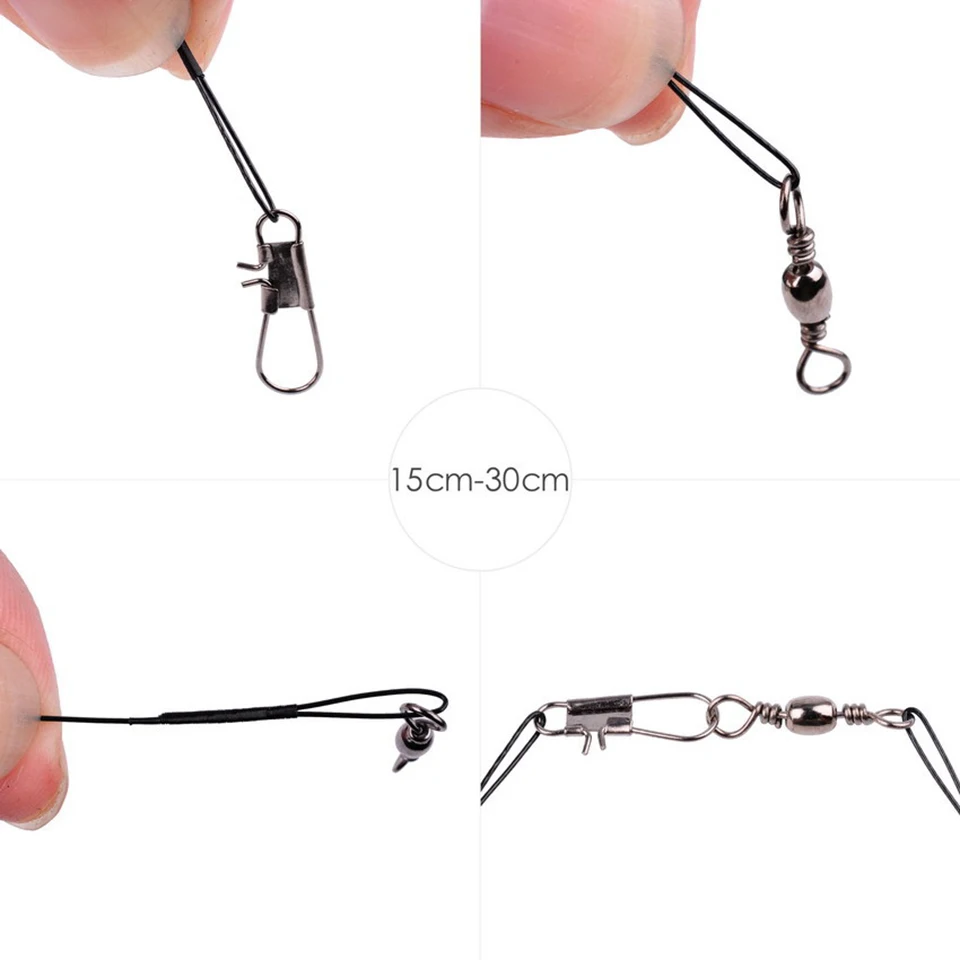 DNDYUJU 20pcs Steel Wire Leader with Swivel Anti-bite Fishing Line