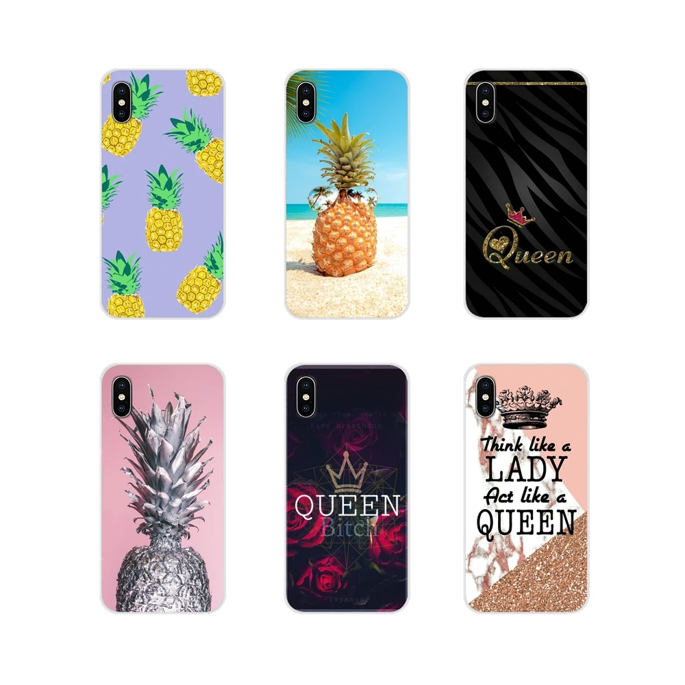King queen аксессуар ананас чехлы для телефонов Чехлы apple iPhone X XR XS MAX 4 4S 5 5S 5C SE 6 6S 7 8 Plus