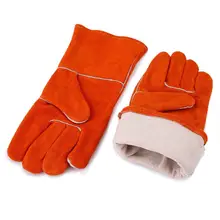 Пара/комплект прочные перчатки сварщика из коровьей кожи анти-тепло перчатки для безопасности работы для плавающих металлических ручных инструментов